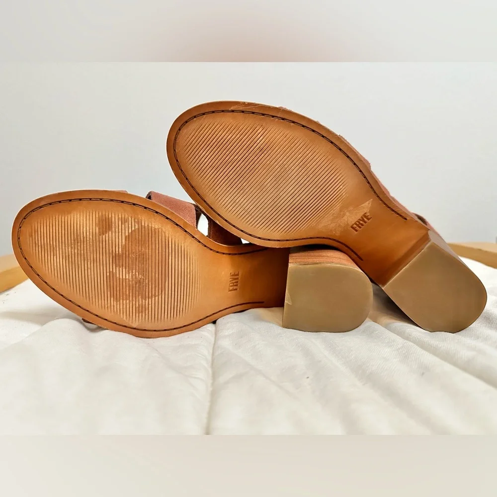 Frye Tash Rose Suede Leather Strappy Sandal Peep Toe Ankle Bootie NWOT size 10 - Picture 9 of 13